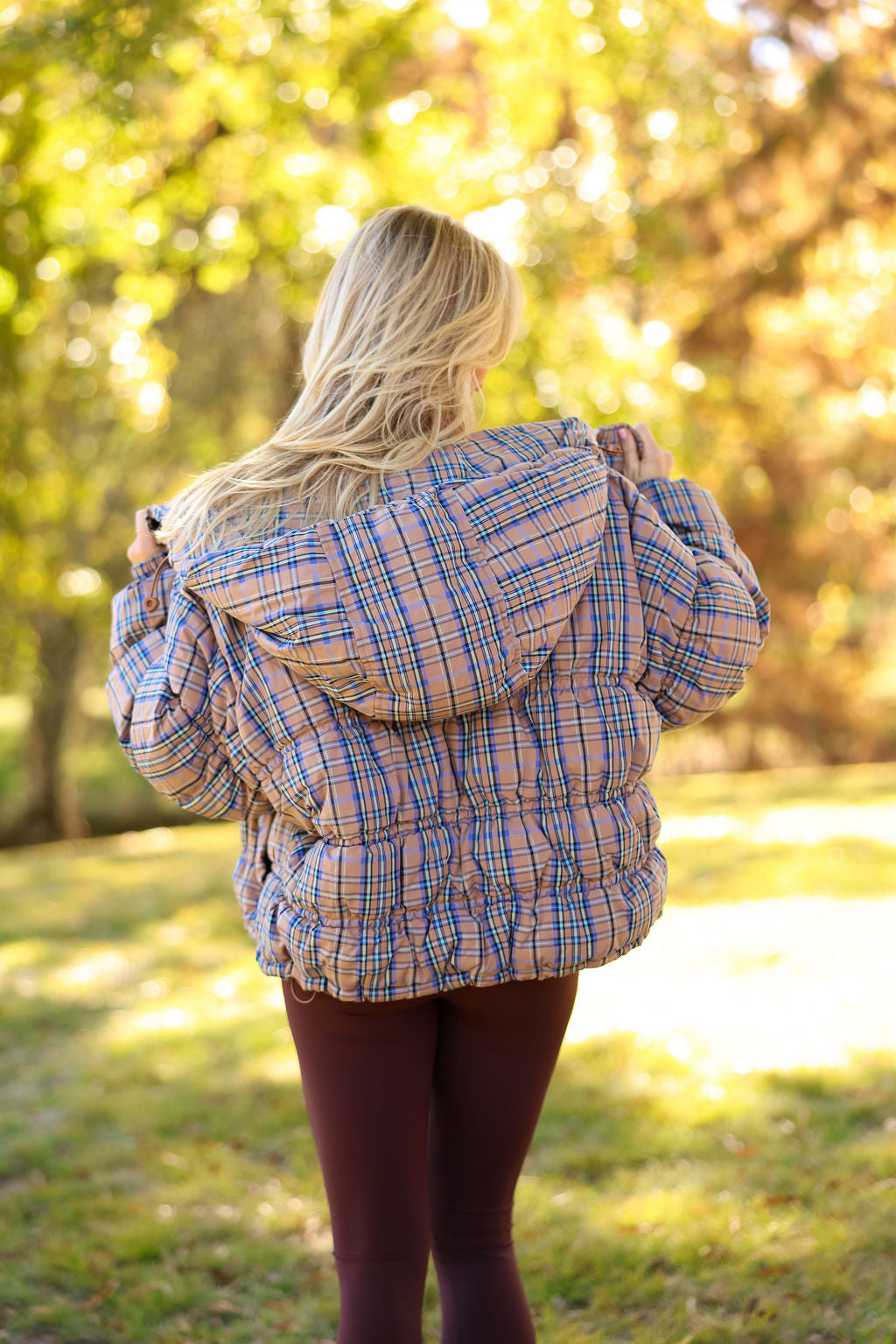 Party Of One Puffer Jacket - Tan Combo FREE PEOPLE