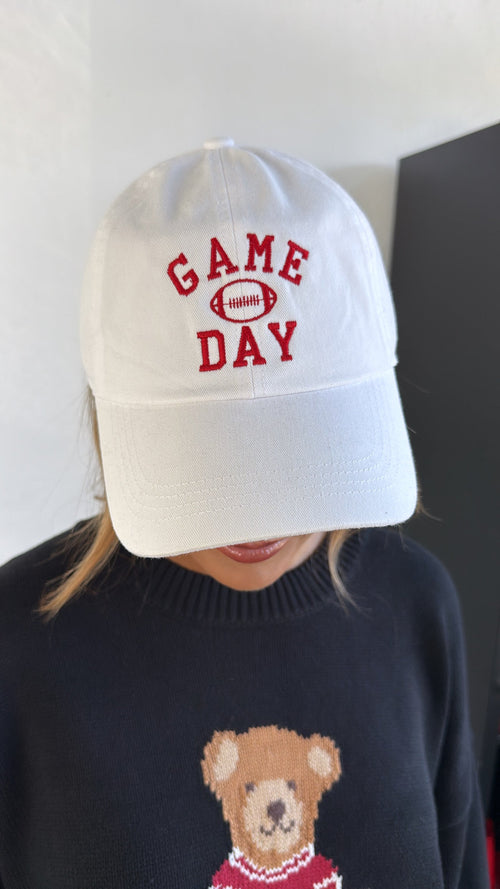 Game Day Ball Cap, White/Red