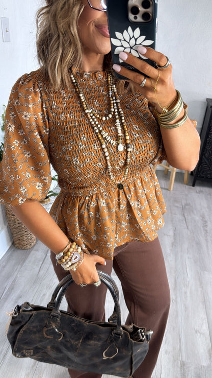 Opal Mae Floral Blouse, Brown Multi