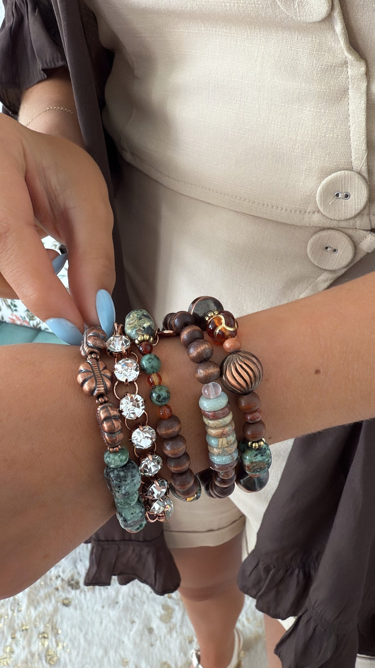 Painted Earth Bracelet Stack, Multi