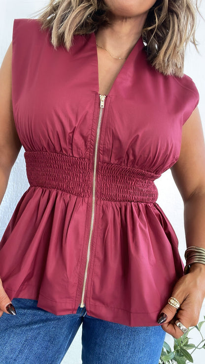 Opal Drift Blouse, Burgundy