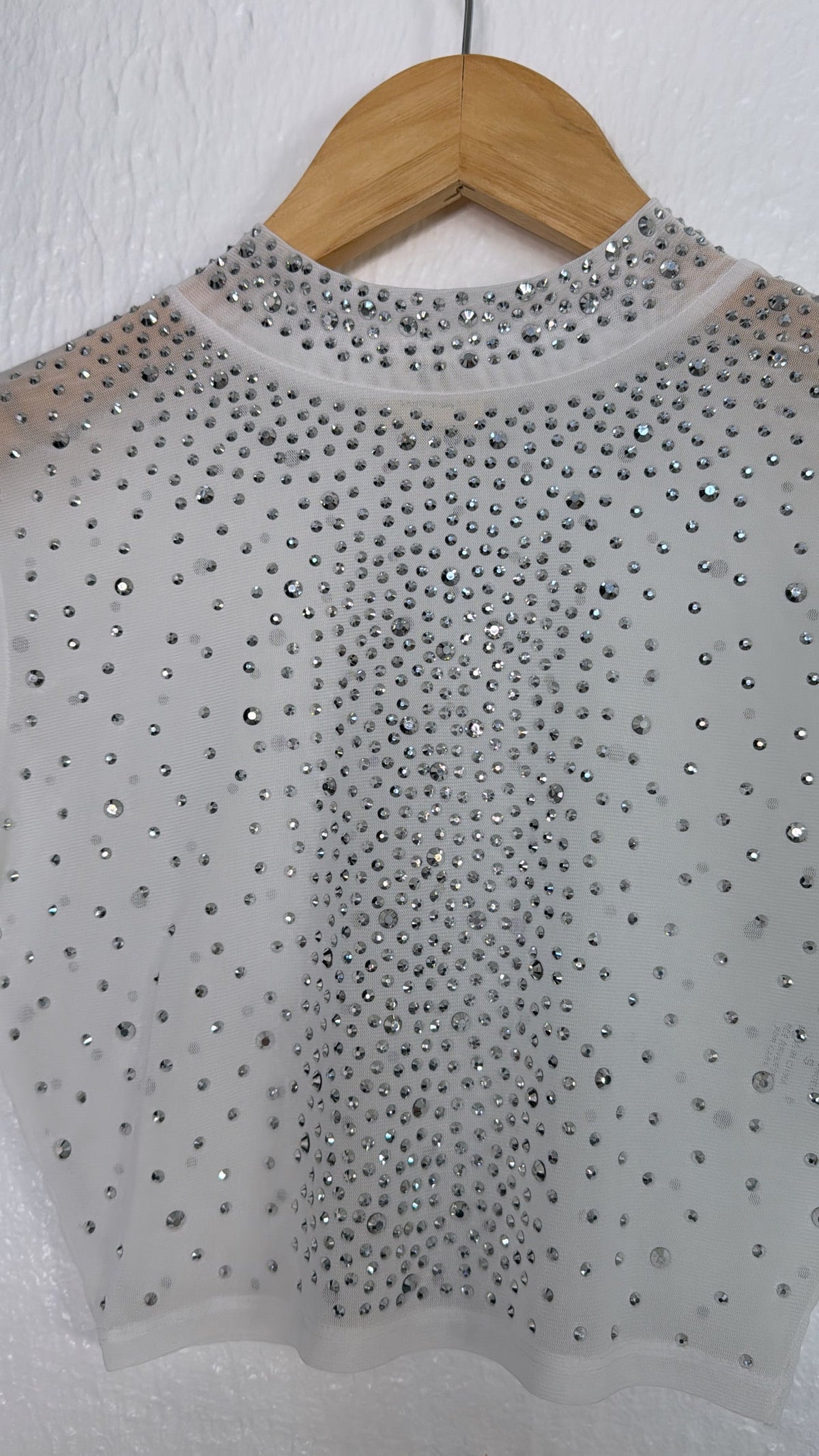 Rhinestone Crop Top, White