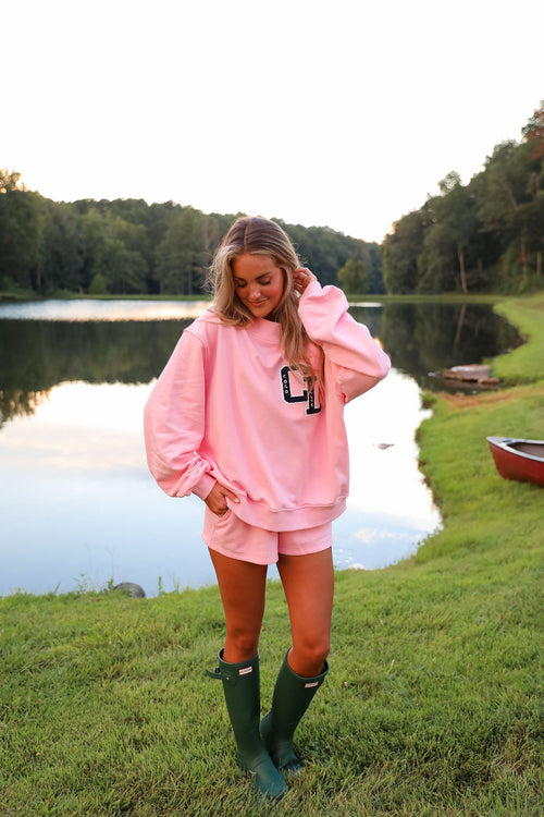 Varsity Mock Neck - Bubblegum Kiss