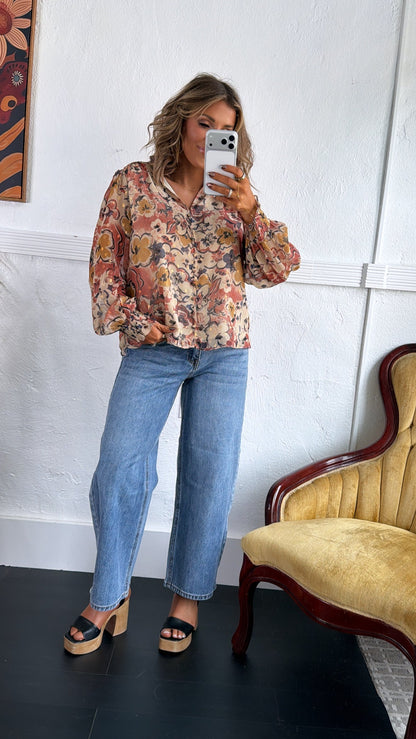 Mauve Mist Blouse, Beige Combo