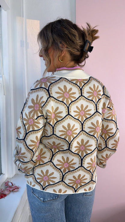 Meadow Hue Sweater, Cream Multi