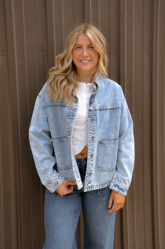 Acid Wash Utility Denim Jacket