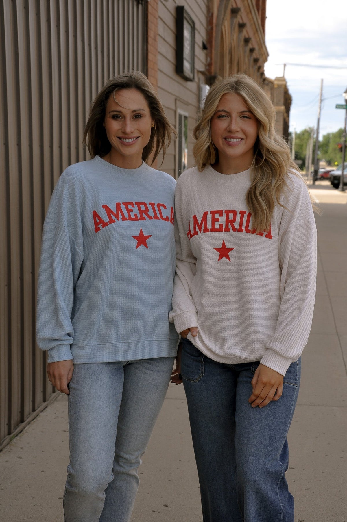 "America" Cloudy Knit Graphic Top