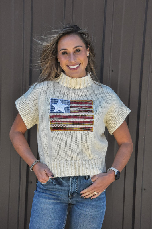 American Flag Patchwork Sweater
