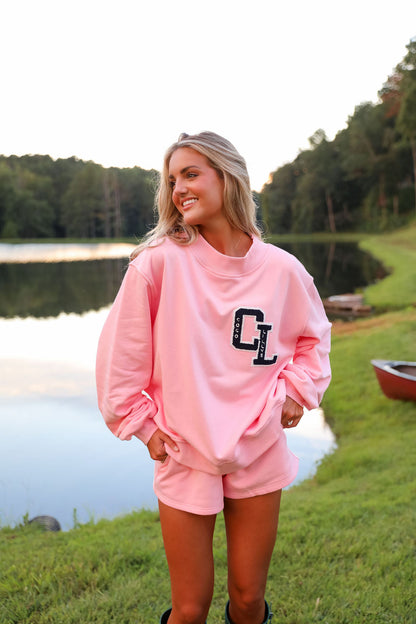 Varsity Mock Neck - Bubblegum Kiss