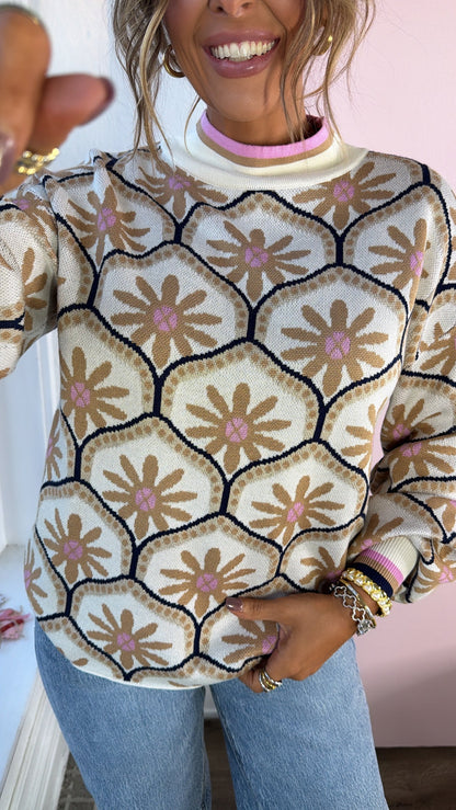 Meadow Hue Sweater, Cream Multi