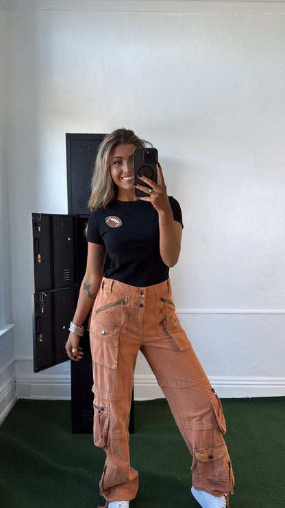 Patch Play Cropped Tee, Black