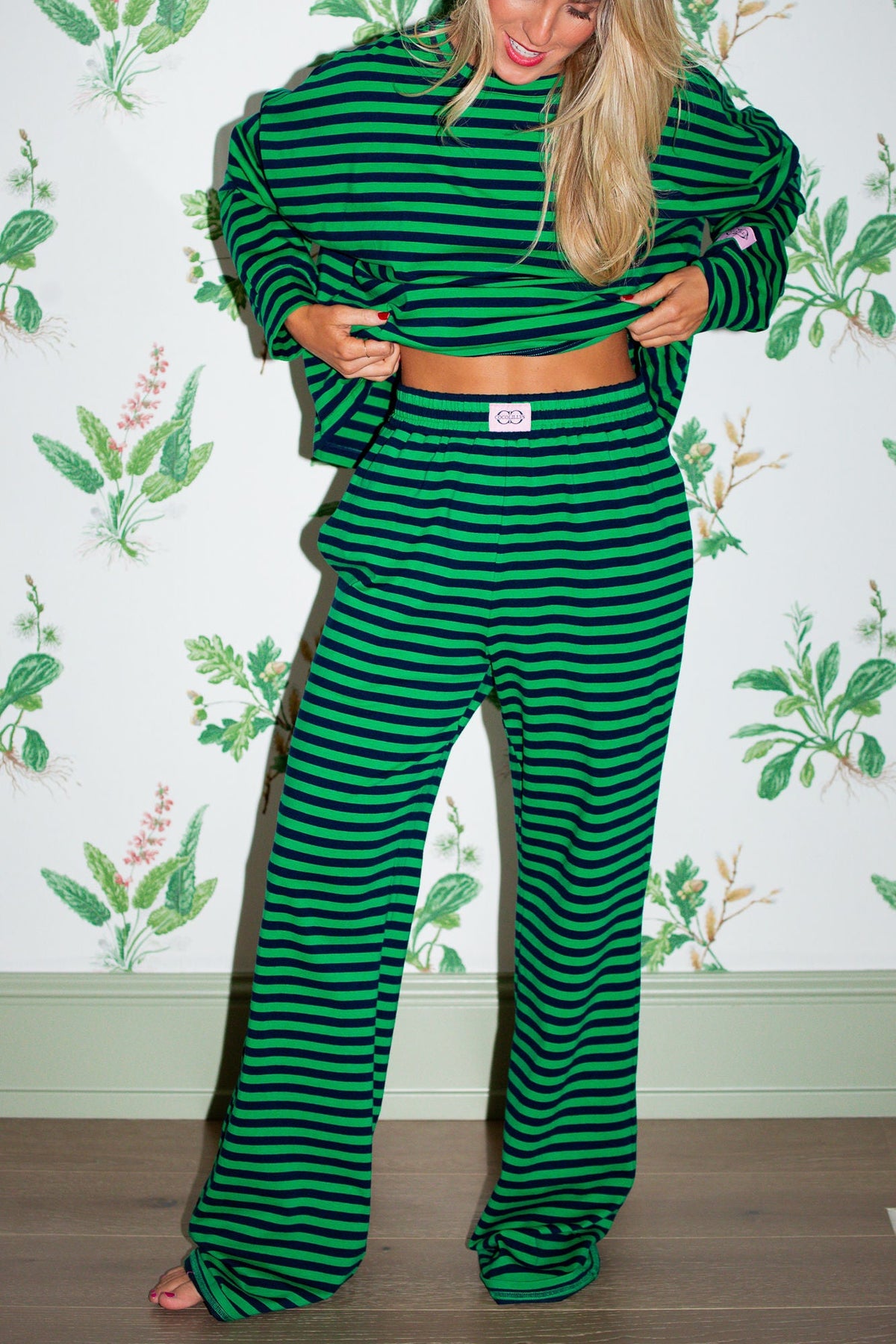 Wide Leg Pant  - Kelly Green/ Navy