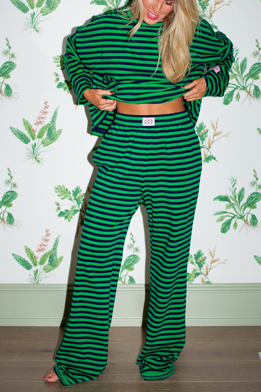 Wide Leg Pant  - Kelly Green/ Navy