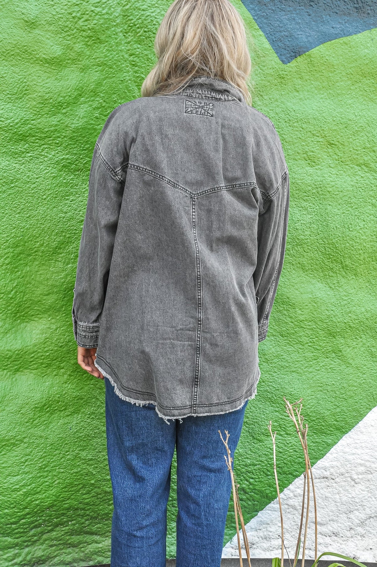 Cargo Pocket Washed Denim Shirt