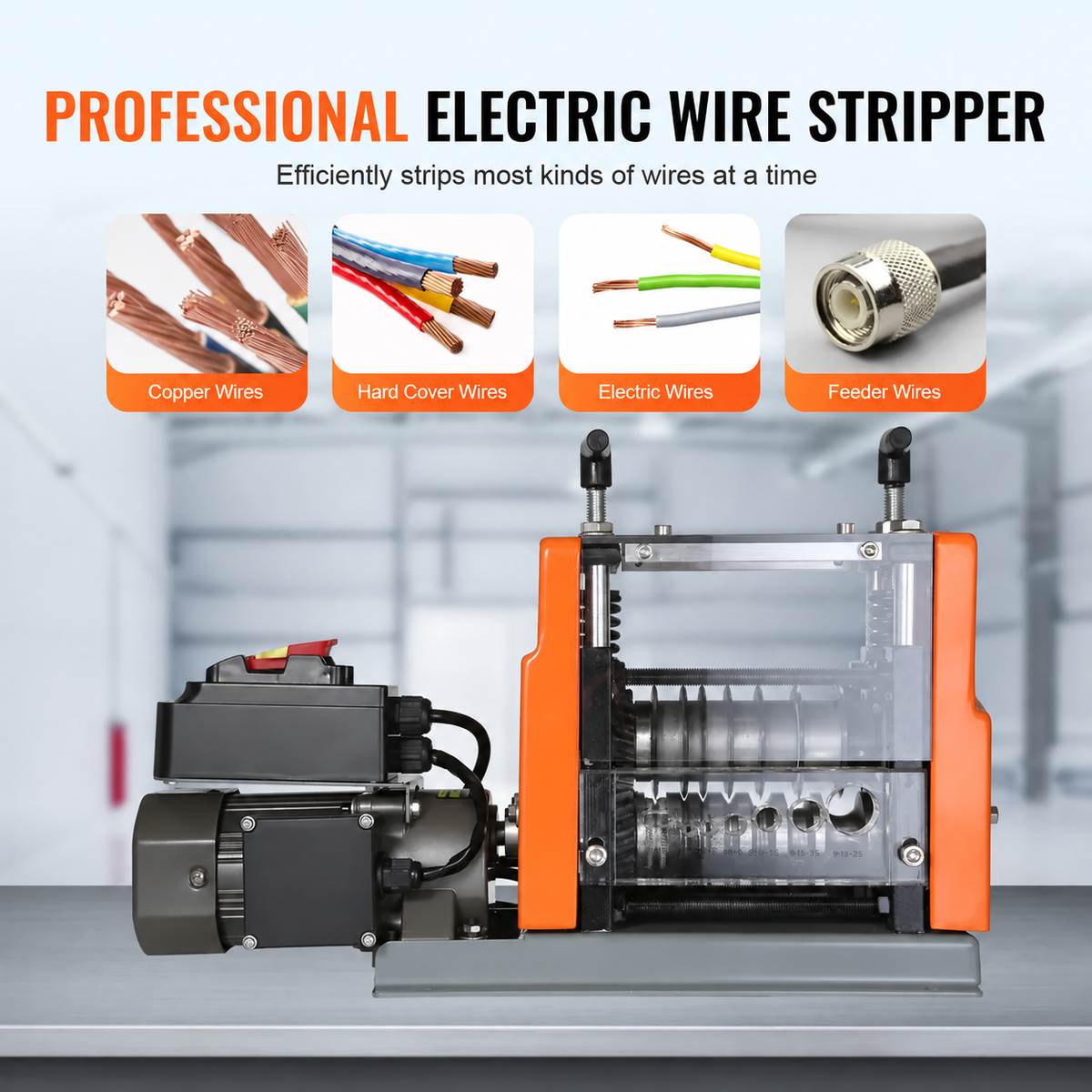 750W Automatic Wire Stripping Machine, 0.06"-1.57", 98 ft/min, 10 Channels