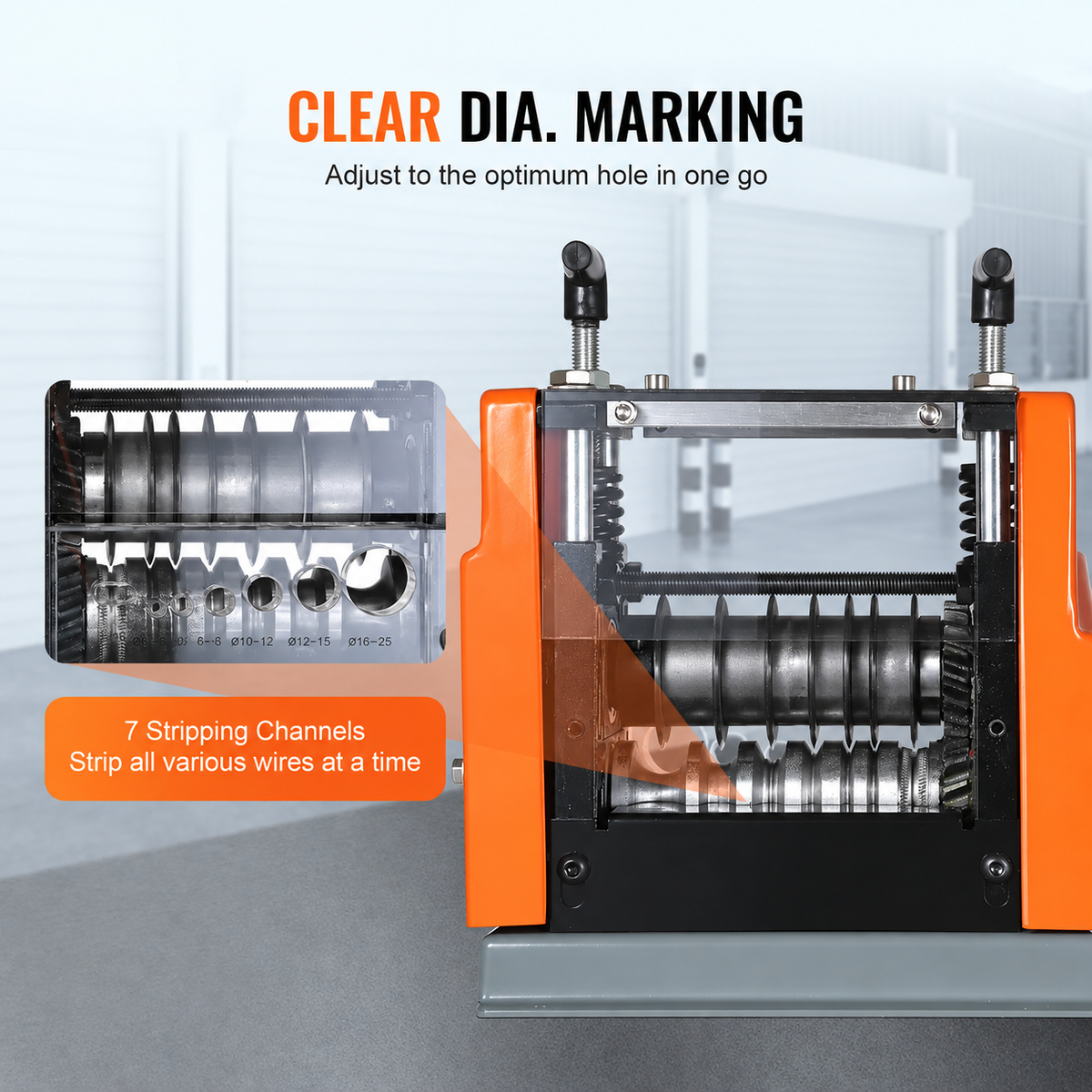 750W Automatic Wire Stripping Machine, 0.06"-1.57", 98 ft/min, 10 Channels