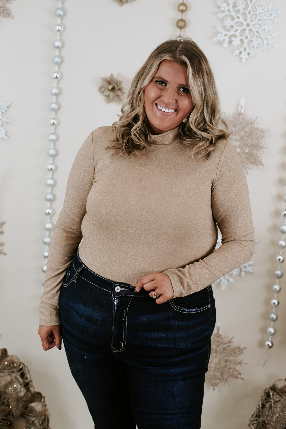 Full Of Cheer Shimmer Bodysuit, Champagne