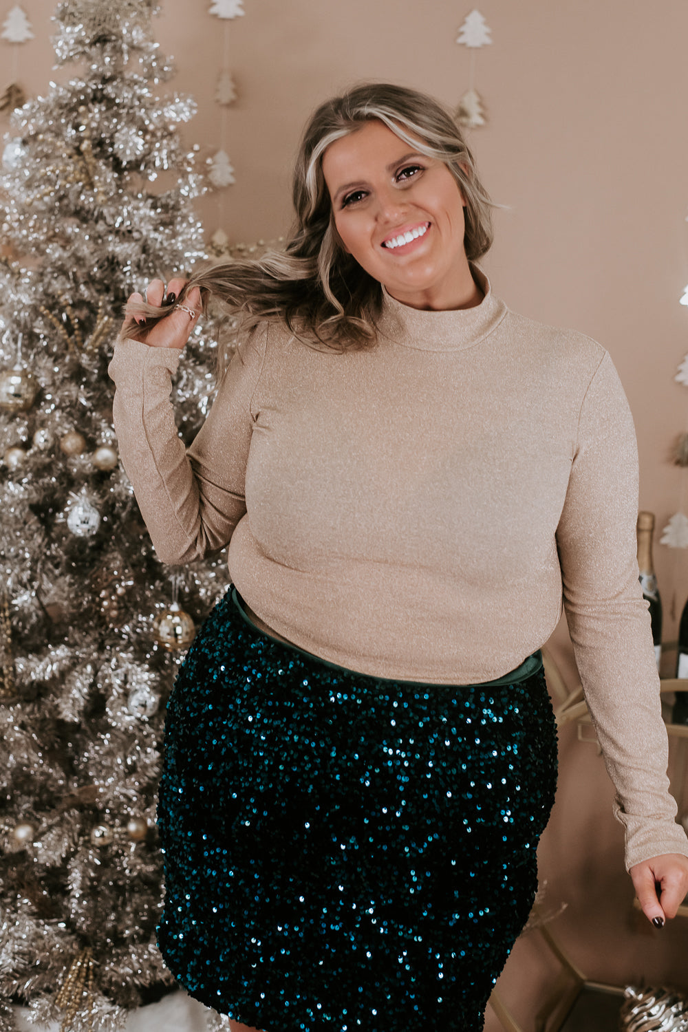 Full Of Cheer Shimmer Bodysuit, Champagne