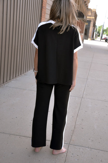 Colorblock Accent Wide Legged Pant Set