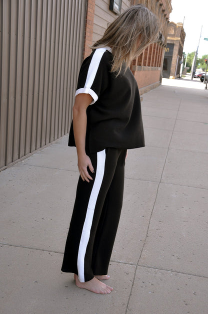 Colorblock Accent Wide Legged Pant Set