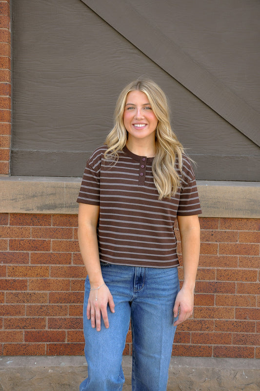 Cropped French Terry Boxy Striped Top