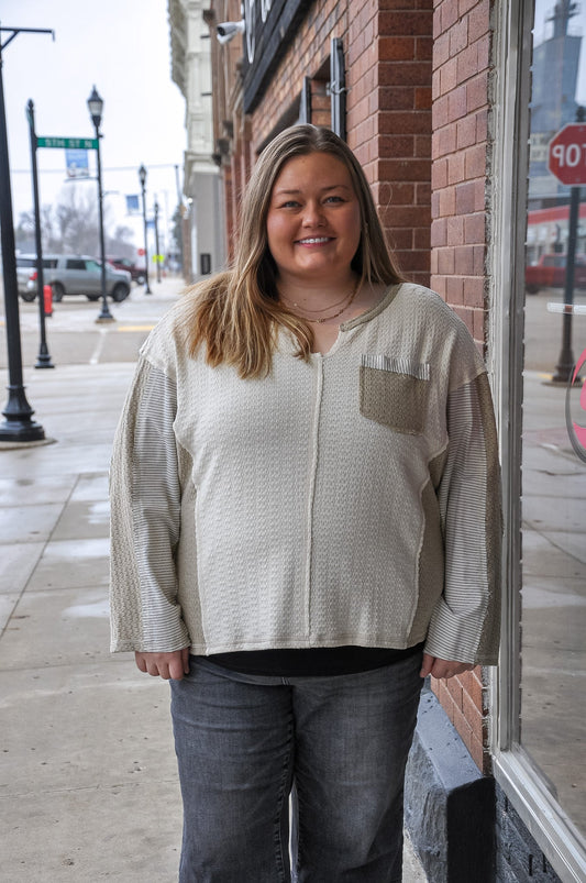 Curvy Color Block Lightweight Knit Top