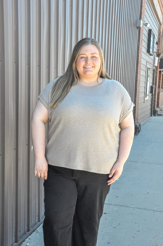Curvy Hacci Slub Rolled Up Sleeve Tee
