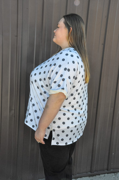 Curvy Oversized Polka Dot SS Top