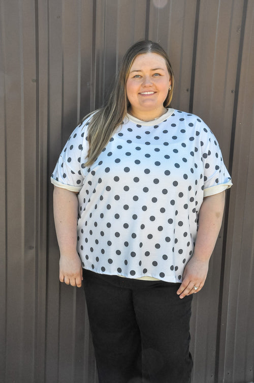 Curvy Oversized Polka Dot SS Top