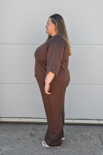 Curvy Scuba 3/4 Sleeve Pullover & Pants Set