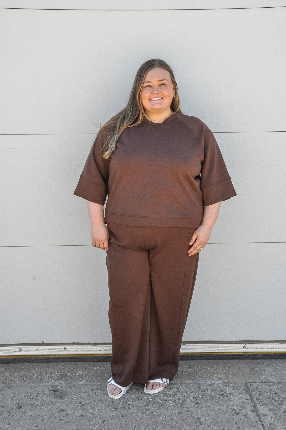Curvy Scuba 3/4 Sleeve Pullover & Pants Set
