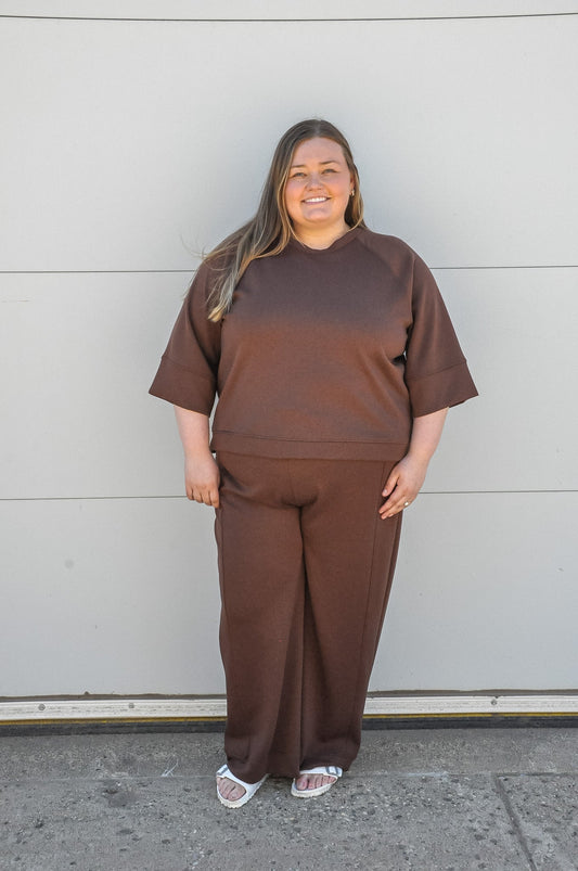 Curvy Scuba 3/4 Sleeve Pullover & Pants Set