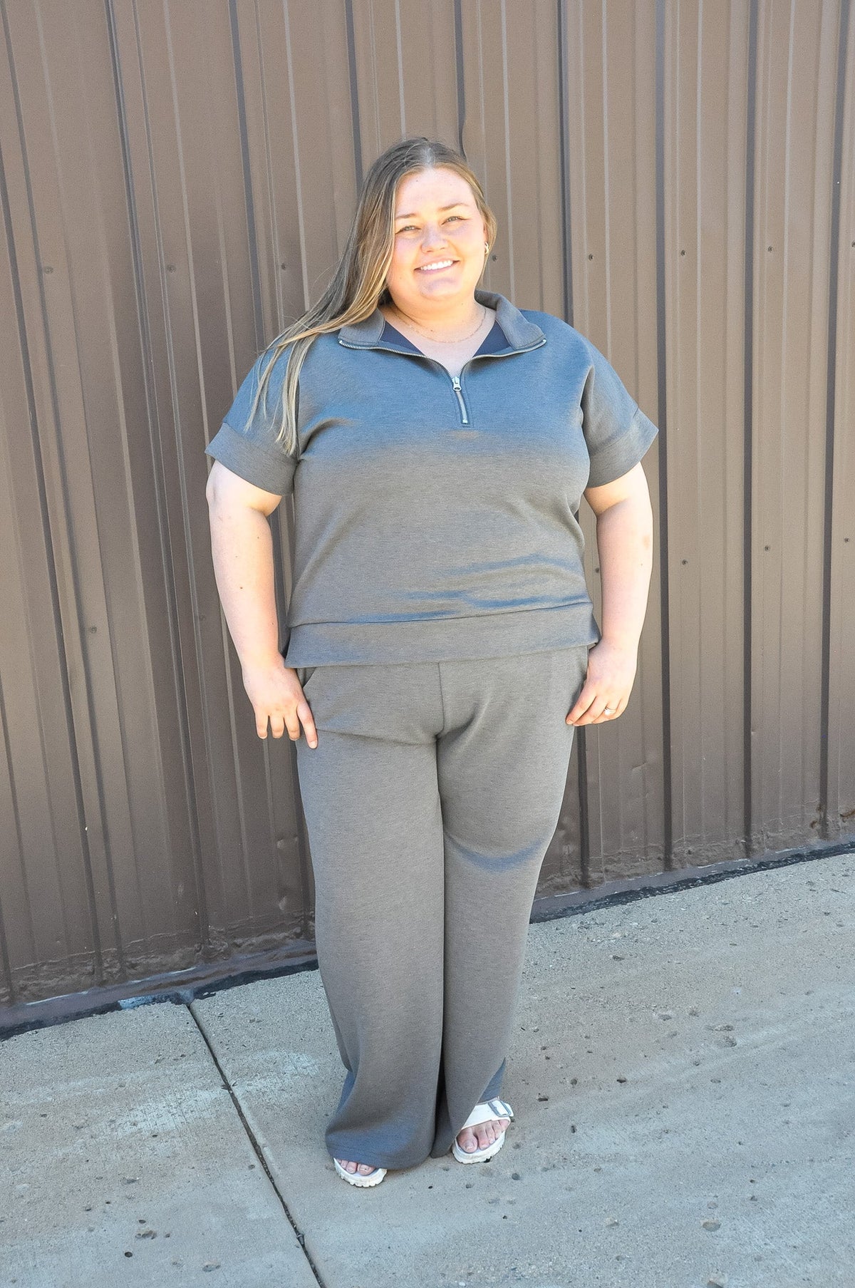Curvy Scuba Half Zip Top & Pants Set