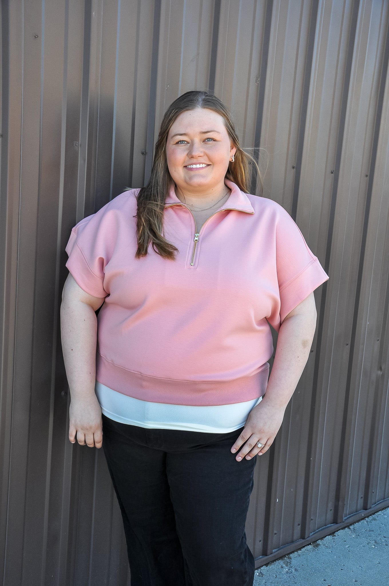 Curvy Scuba High Neck Half Zip Top