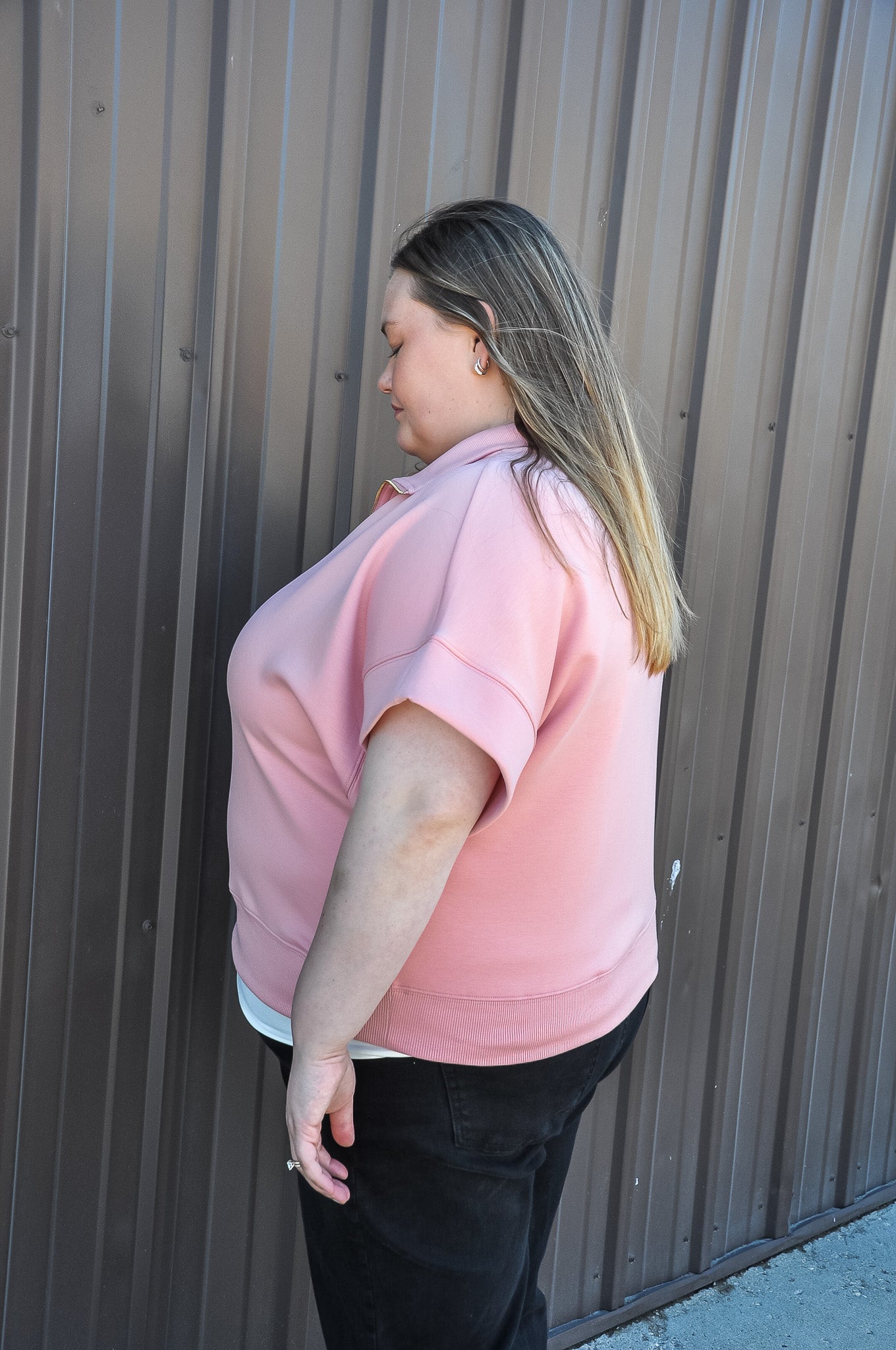 Curvy Scuba High Neck Half Zip Top