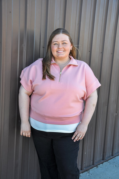 Curvy Scuba High Neck Half Zip Top