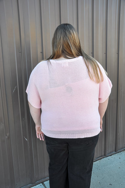 Curvy Short Dolman Sleeves Washed Knit Top