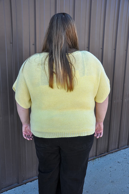 Curvy Short Dolman Sleeves Washed Knit Top