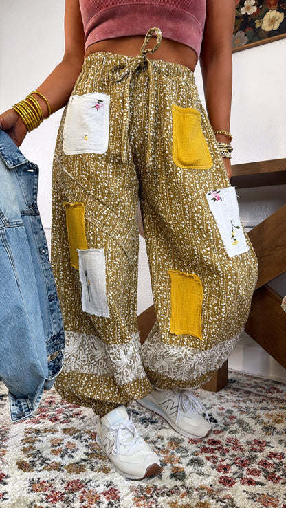 Golden Hour Patched Jogger, Mustard