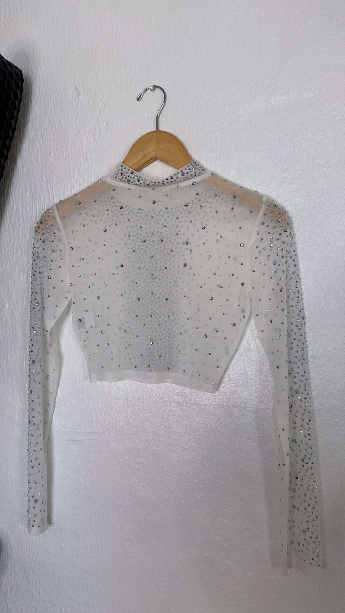 Rhinestone Crop Top, White