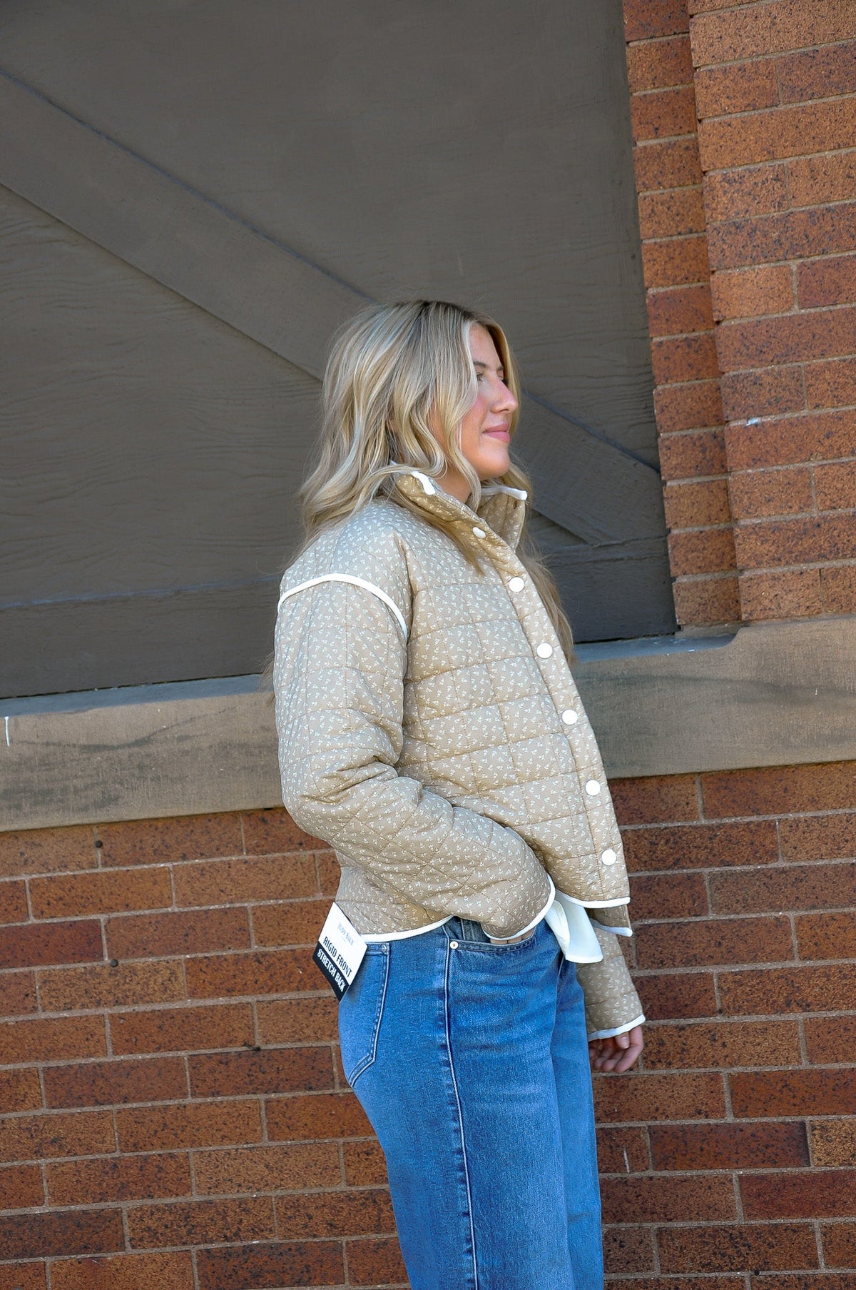 Ditsy Floral Puffer Jacket W/Contrast Hem