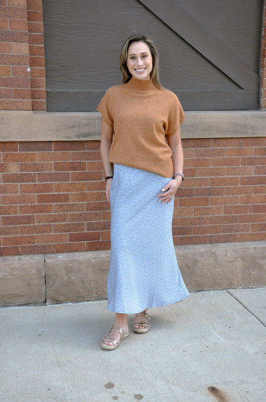 Ditsy Floral Satin Midi Skirt