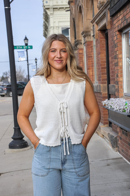 Double Bow Tie Crochet Sweater Vest