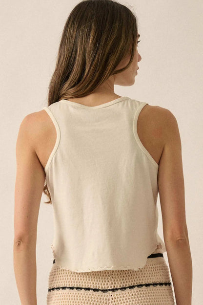 Look at Me Lettuce-Edge Graphic Tank Top