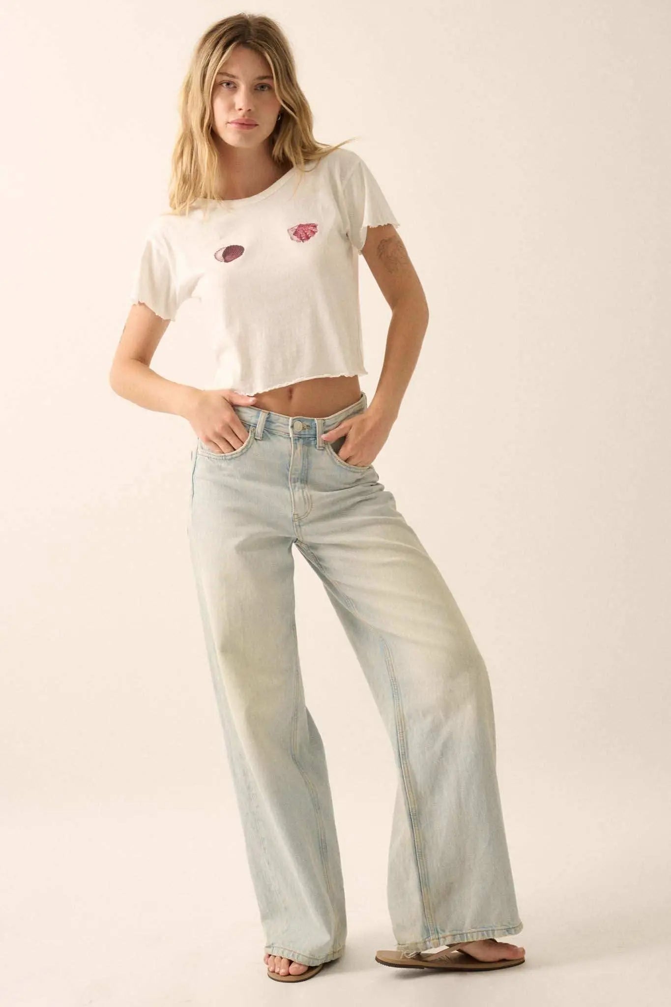For the Shell of It Cropped Graphic Baby Tee