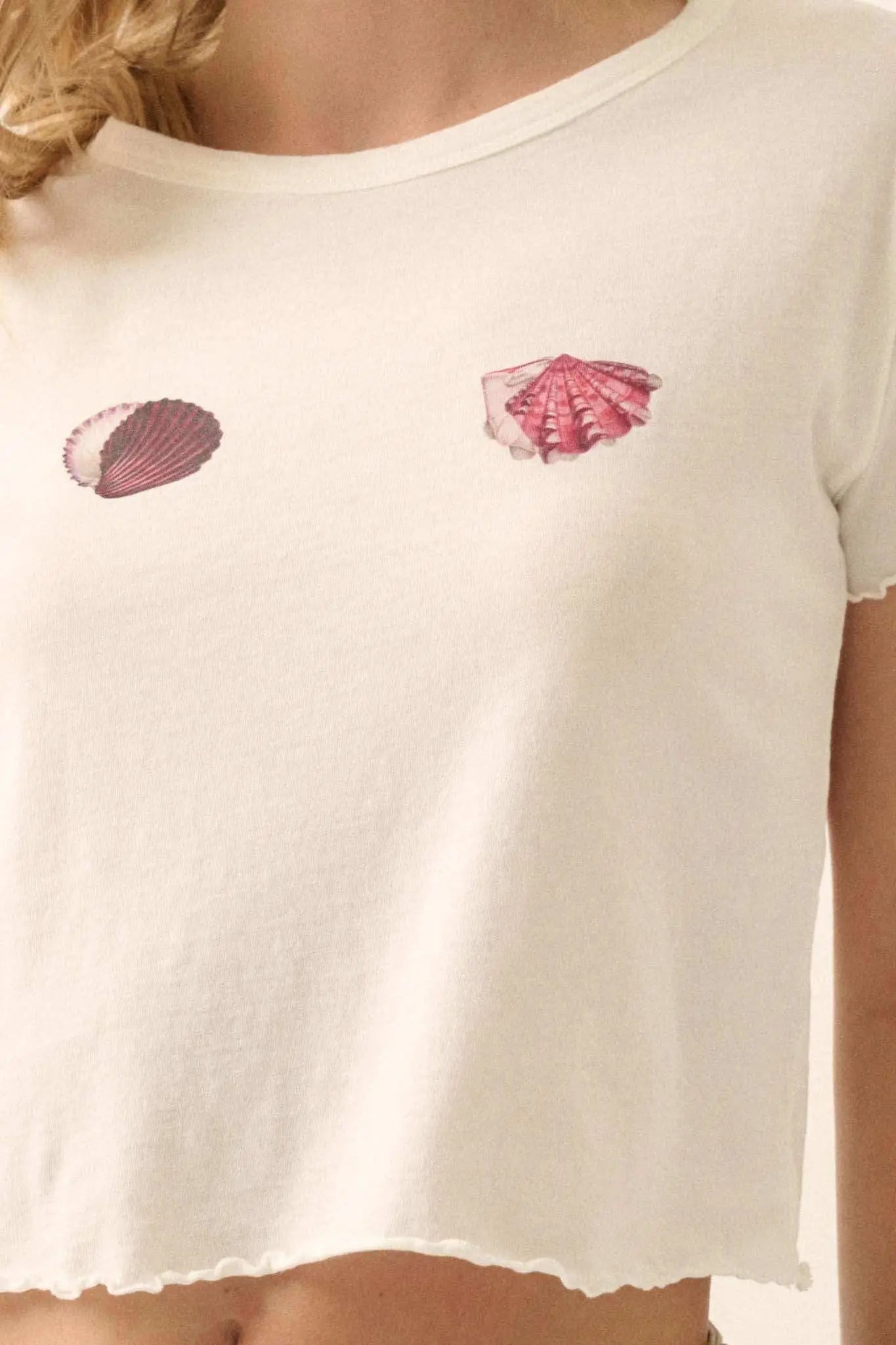 For the Shell of It Cropped Graphic Baby Tee