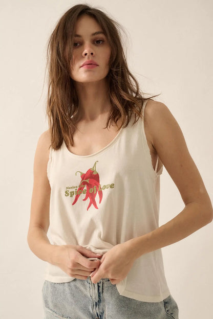 Mexico City Spice of Love Raw-Edge Graphic Tank Top