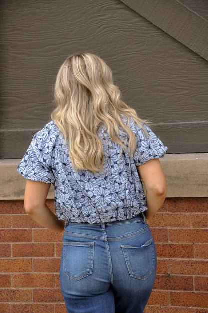 Embroidered Floral Balloon Top