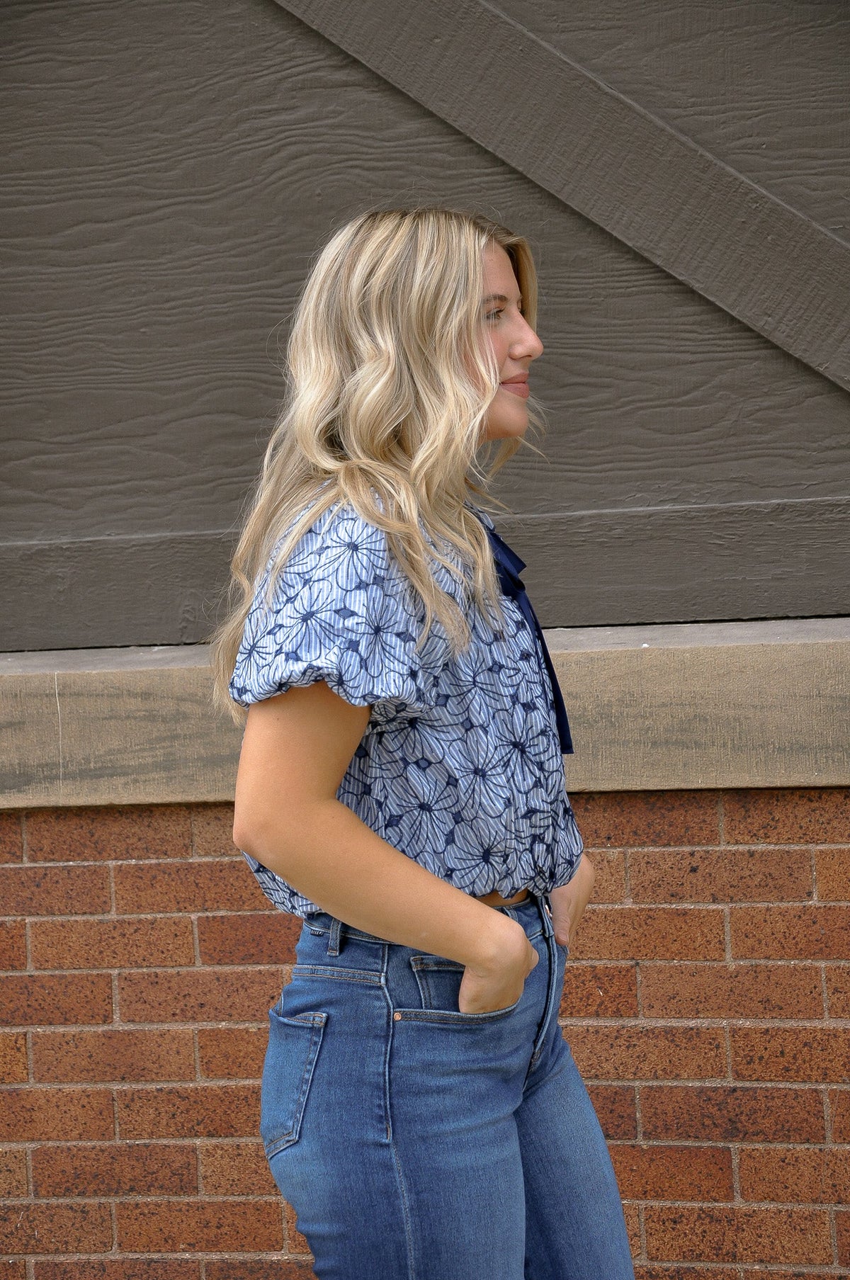 Embroidered Floral Balloon Top