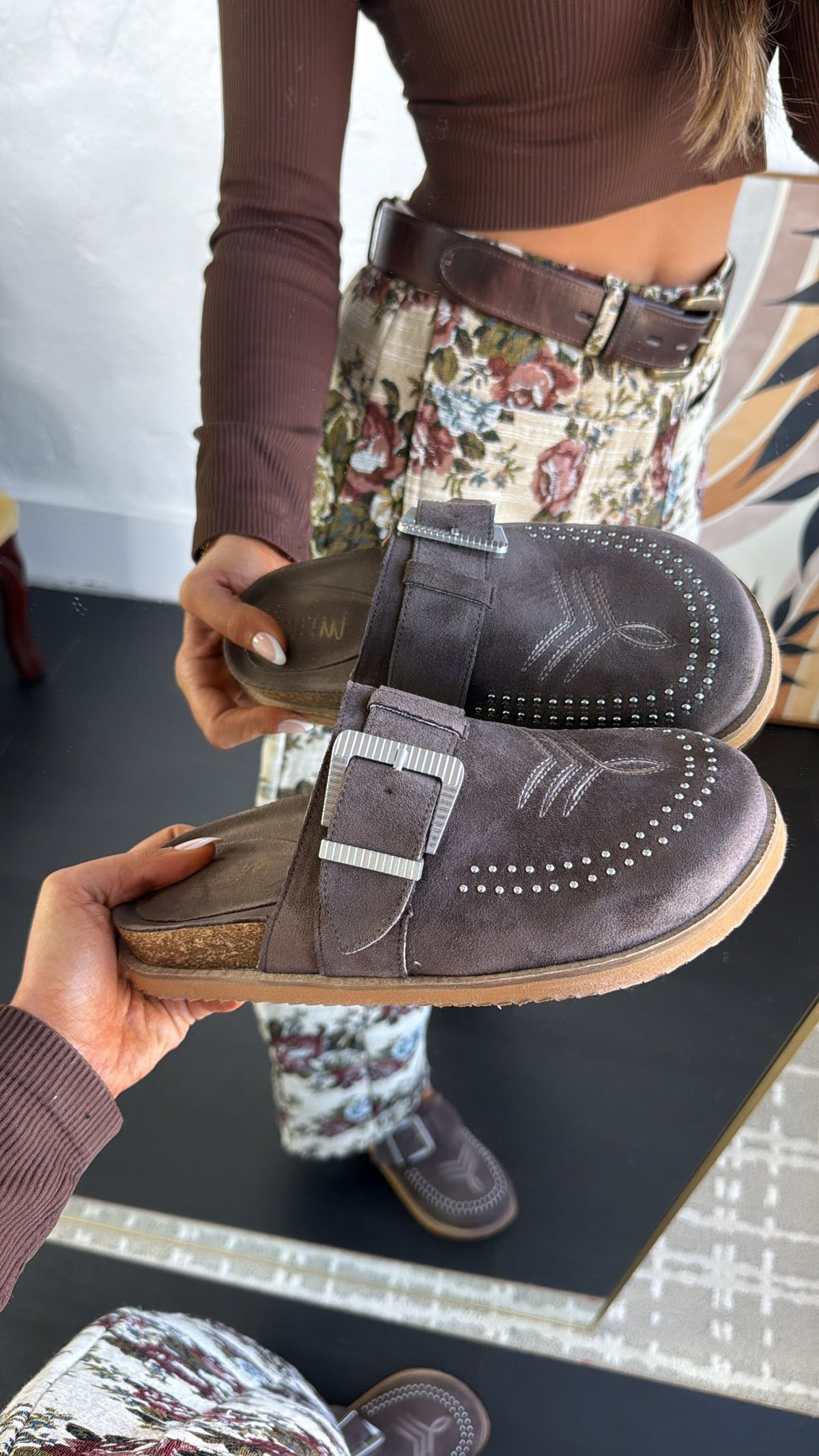 Joleen Studded Clog, Brown